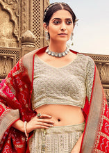 Load image into Gallery viewer, Light Brown Georgette Lehenga Choli Having Lucknowi work and Banarasi Dupatta