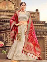 Load image into Gallery viewer, Light Brown Georgette Lehenga Choli Having Lucknowi work and Banarasi Dupatta
