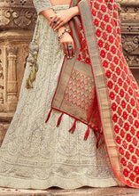 Load image into Gallery viewer, Light Grey Georgette Lehenga Choli Having Lucknowi work and Banarasi Dupatta