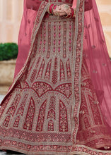 Laden Sie das Bild in den Galerie-Viewer, Maroon Red Velvet Lehenga Choli Having Heavy Embroidery &amp; Hand work: Bridal Edition