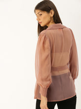 Load image into Gallery viewer, Notch collar overlap top with tie