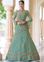 Load image into Gallery viewer, Caribbean Green Soft Net Lehenga Choli with Dori &amp; Sequins work