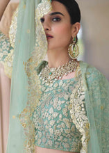 Load image into Gallery viewer, Caribbean Green Soft Net Lehenga Choli with Dori &amp; Sequins work