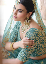 Load image into Gallery viewer, Rama Green Soft Net Lehenga Choli with Dori &amp; Sequins work
