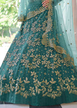 Load image into Gallery viewer, Rama Green Soft Net Lehenga Choli with Dori &amp; Sequins work