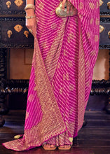 Load image into Gallery viewer, Fuchsia Pink Leheriya Printed Georgette Saree with Gota Patti work