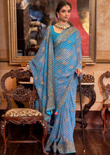 Load image into Gallery viewer, Shades Of Blue Leheriya Printed Georgette Saree with Gota Patti work