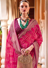 Load image into Gallery viewer, Rouge Pink Leheriya Printed Georgette Saree with Gota Patti work