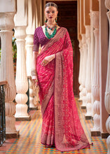 Load image into Gallery viewer, Rouge Pink Leheriya Printed Georgette Saree with Gota Patti work