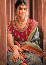 Load image into Gallery viewer, Shades Of Purple Woven Banarasi Silk Saree with Embroidered Blouse