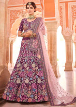 Load image into Gallery viewer, Rasin Purple Crepe Lehenga Choli with Thread, Zarkan &amp; Sequins work