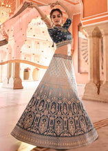 Load image into Gallery viewer, Navy Blue Velvet Lehenga Choli with Thread, Zarkan &amp; Dori work