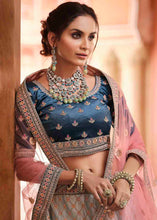 Load image into Gallery viewer, Navy Blue Velvet Lehenga Choli with Thread, Zarkan &amp; Dori work