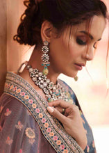 Load image into Gallery viewer, Navy Blue Velvet Lehenga Choli with Thread, Zarkan &amp; Dori work