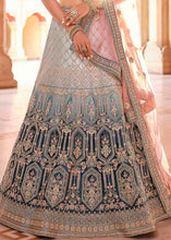 Load image into Gallery viewer, Navy Blue Velvet Lehenga Choli with Thread, Zarkan &amp; Dori work