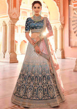 Load image into Gallery viewer, Navy Blue Velvet Lehenga Choli with Thread, Zarkan &amp; Dori work