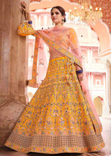 Load image into Gallery viewer, Chrome Yellow Crepe Lehenga Choli with Swarovski, Sequins &amp; Dori work