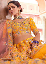 Load image into Gallery viewer, Chrome Yellow Crepe Lehenga Choli with Swarovski, Sequins &amp; Dori work