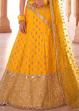 Load image into Gallery viewer, Bright Yellow Art Silk Lehenga Choli with Real Mirror &amp; Zari work