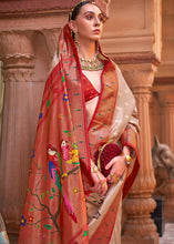 Carica l'immagine nel visualizzatore Galleria,Red &amp; Brown Paithani Silk Saree