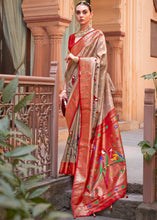 Carica l'immagine nel visualizzatore Galleria,Red &amp; Brown Paithani Silk Saree
