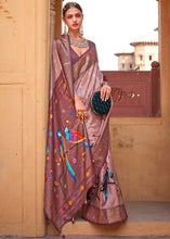 Carica l'immagine nel visualizzatore Galleria,Pink &amp; Brown Paithani Silk Saree