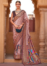 Carica l'immagine nel visualizzatore Galleria,Pink &amp; Brown Paithani Silk Saree