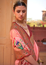 Carica l'immagine nel visualizzatore Galleria,Brown &amp; Pink Paithani Silk Saree