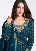Load image into Gallery viewer, Prussian Blue Georgette Salwar Suit with Embroidery &amp; Sequins work