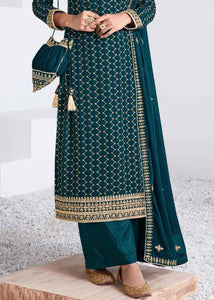 Prussian Blue Georgette Salwar Suit with Embroidery & Sequins work