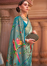 Cargar imagen en el visor de la galería, Shades Of Blue Paithani Silk Saree