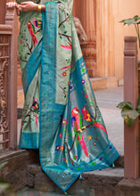 Cargar imagen en el visor de la galería, Shades Of Blue Paithani Silk Saree
