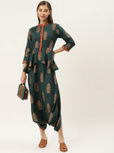 Load image into Gallery viewer, Peplum yoke with low crotch printed jumpsuit
