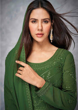 Load image into Gallery viewer, Cadmium Green Embroidered Georgette Anarkali Suit