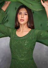 Load image into Gallery viewer, Cadmium Green Embroidered Georgette Anarkali Suit
