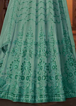 Load image into Gallery viewer, Sea Green Georgette Anarkali Suit with Embroidery &amp; Sequins work