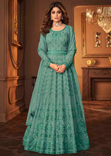 Load image into Gallery viewer, Sea Green Georgette Anarkali Suit with Embroidery &amp; Sequins work