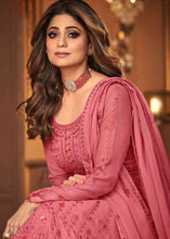 Load image into Gallery viewer, Coral Pink Georgette Anarkali Suit with Embroidery &amp; Sequins work