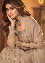 Cargar imagen en el visor de la galería, Burlywood Brown Georgette Anarkali Suit with Embroidery &amp; Sequins work
