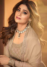 Cargar imagen en el visor de la galería, Burlywood Brown Georgette Anarkali Suit with Embroidery &amp; Sequins work
