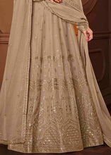 Cargar imagen en el visor de la galería, Burlywood Brown Georgette Anarkali Suit with Embroidery &amp; Sequins work