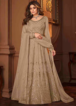 Cargar imagen en el visor de la galería, Burlywood Brown Georgette Anarkali Suit with Embroidery &amp; Sequins work