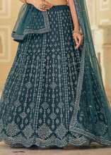 Load image into Gallery viewer, Rama Blue Soft Net Lehenga Choli with Dori &amp; Mirror work