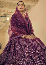 Load image into Gallery viewer, Byzantine Purple Soft Net Lehenga Choli with Dori &amp; Mirror work