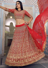 Load image into Gallery viewer, Crimson Red Georgette Lehenga Choli with Zari work