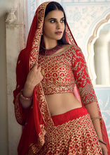 Load image into Gallery viewer, Crimson Red Georgette Lehenga Choli with Zari work