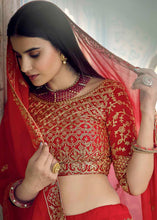 Load image into Gallery viewer, Crimson Red Georgette Lehenga Choli with Zari work