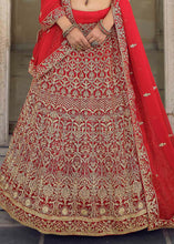 Load image into Gallery viewer, Crimson Red Georgette Lehenga Choli with Zari work