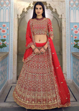 Load image into Gallery viewer, Crimson Red Georgette Lehenga Choli with Zari work