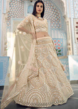 Load image into Gallery viewer, Bisque Brown Organza Lehenga Choli with Foil,Thread &amp; Mirror work